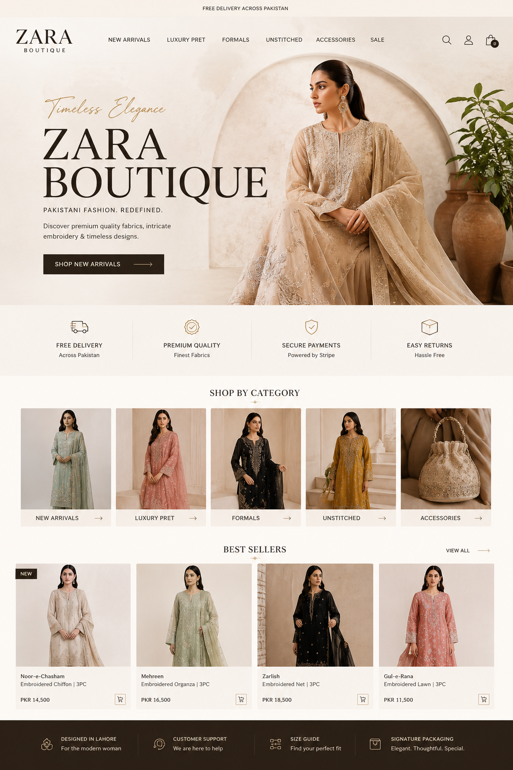 Zara Boutique e-commerce website built by AreneX Techworks